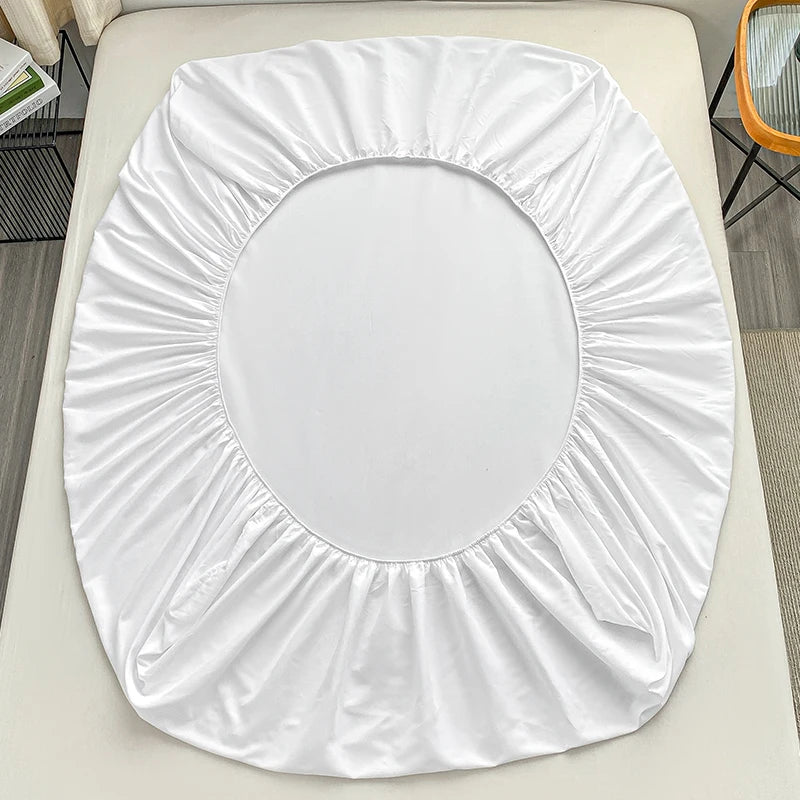 1Pc Fitted Bed Sheet With Elastic Band Solid Color Anti-slip Adjustable Mattress Cover for Single Double King Queen Bed