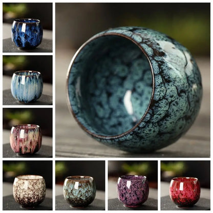 Japanese Style Ceramic Tea Cup Kiln Transformation Espresso Cup Porcelain Kung Fu Teacup Pottery Coffee Mug Wine Drinkware