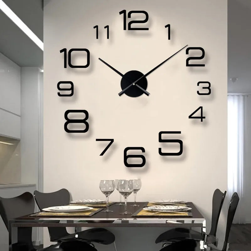 2025 Modern Design Large Wall Clock 3D DIY Quartz Clocks Fashion Watches Acrylic Mirror Stickers Living Room Home Decor Horloge