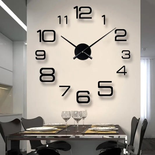 2025 Modern Design Large Wall Clock 3D DIY Quartz Clocks Fashion Watches Acrylic Mirror Stickers Living Room Home Decor Horloge