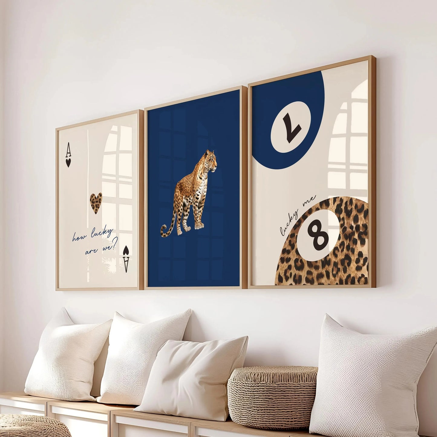Pink Leopard Cheetah Animal Canvas How Lucky Are We Lucky 8 Ball Cheetah Posters for Modern Living Room Bedroom Home Decor