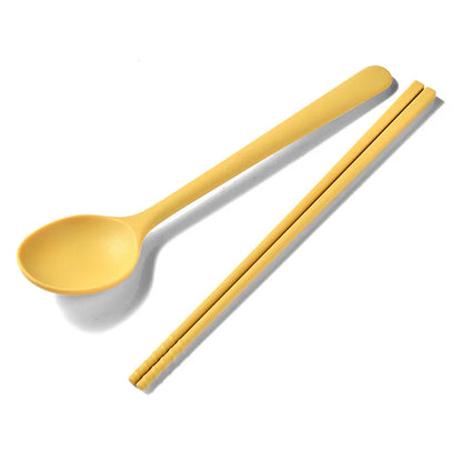 2/8Pcs Silicone Flatware Cutlery Set Sushi Sticks Coffee Tea Spoons Set Dinnerware Korean Chopsticks Dessert Spoon Tableware Set