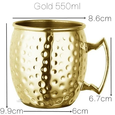 1PCS Cocktail Cup 550ml Hammered Copper Plated Moscow Mule Mug - Beer/Coffee Cup for Enhanced Flavor Experience Tazas Drinkware
