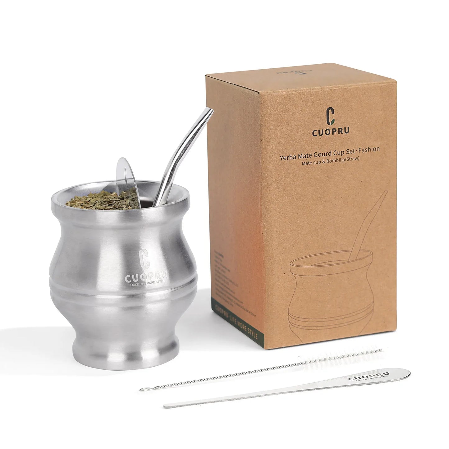 Yerba Mate Cup Bombilla Set - The 5 in 1 Yerba Mate set includes a Modern Mate Cup, Yerba Mate Shaper set, Bombilla Mate (set)