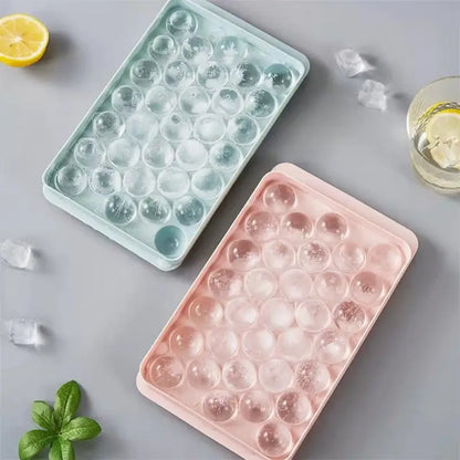 3D Round Ice Cube Tray With Lid Plastic Diamond Style Ice Mold Refrigerator Spherical DIY Moulds Ice Ball Maker Kitchen Tools