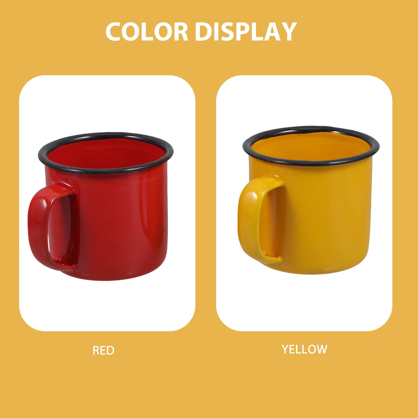 2Pcs Premium Enamel Mug Drinking Cup Creative Coffee Tin Vintage Painted Retro Beverage Container Water Glass for Home bar use