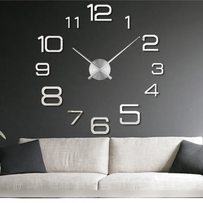 2025 Modern Design Large Wall Clock 3D DIY Quartz Clocks Fashion Watches Acrylic Mirror Stickers Living Room Home Decor Horloge