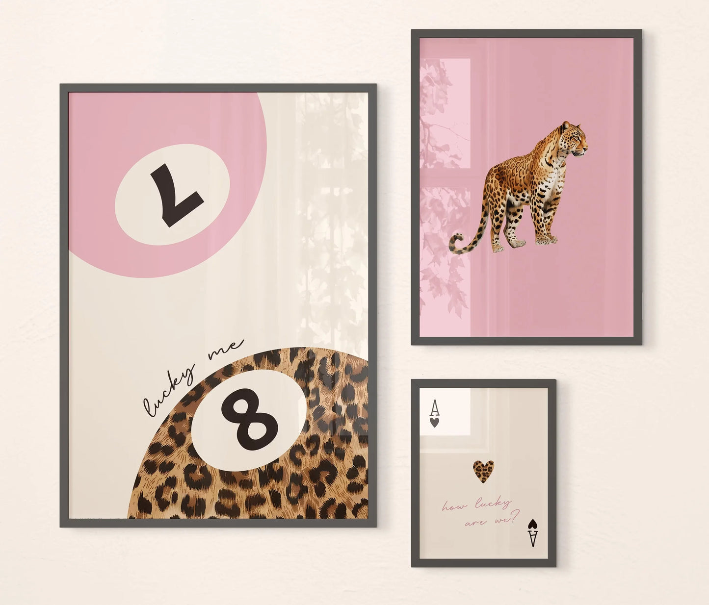 Pink Leopard Cheetah Animal Canvas How Lucky Are We Lucky 8 Ball Cheetah Posters for Modern Living Room Bedroom Home Decor