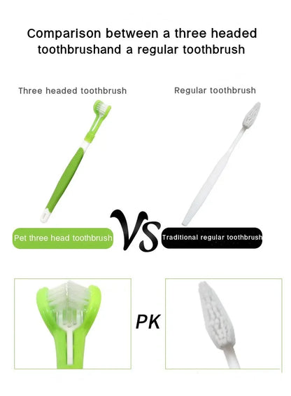 3-Sided Pet Toothbrush for Dogs and Cats – Deep Cleaning Dental Care