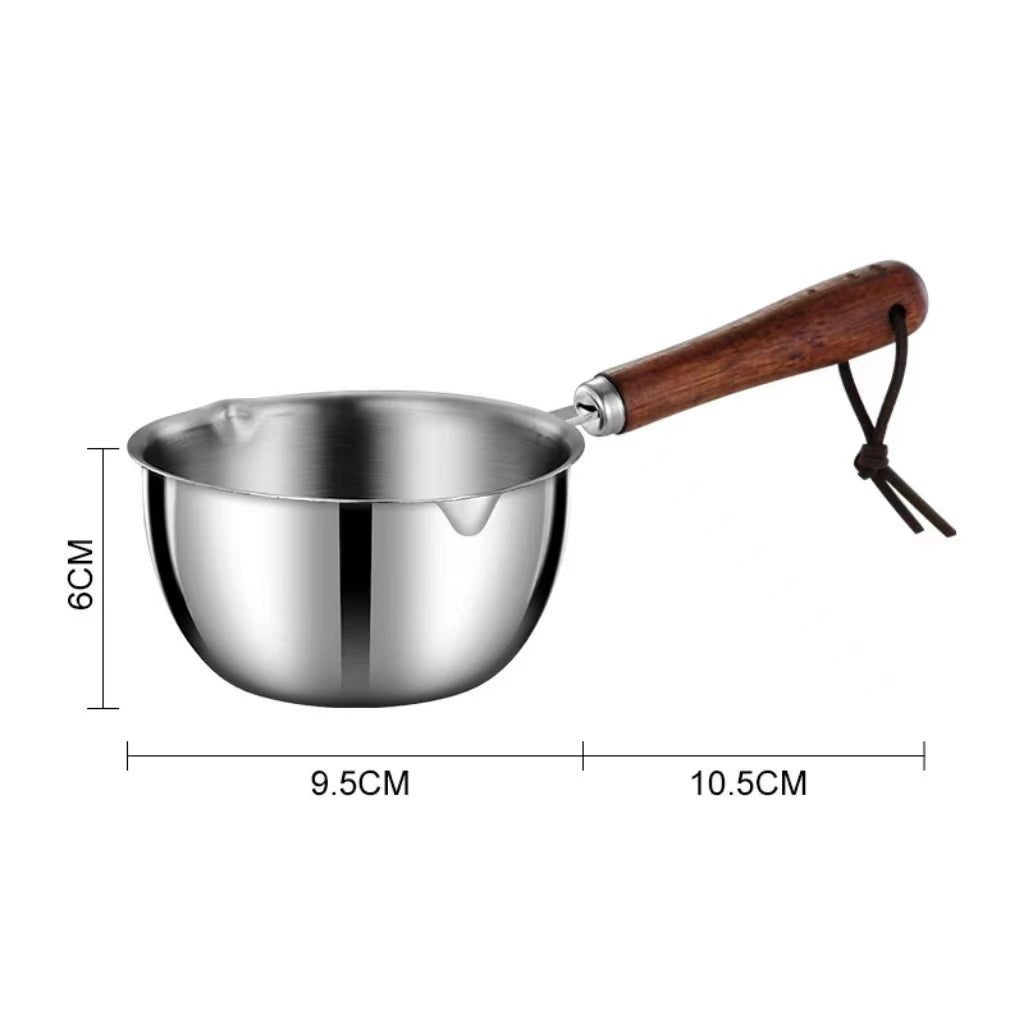 1pc Stainless Steel Saucepan,Hot Oil Pan, Melting Pan, Flat-bottomedOil Pan, Small Pot For Mini Complementary Food, Hot Milk Mel