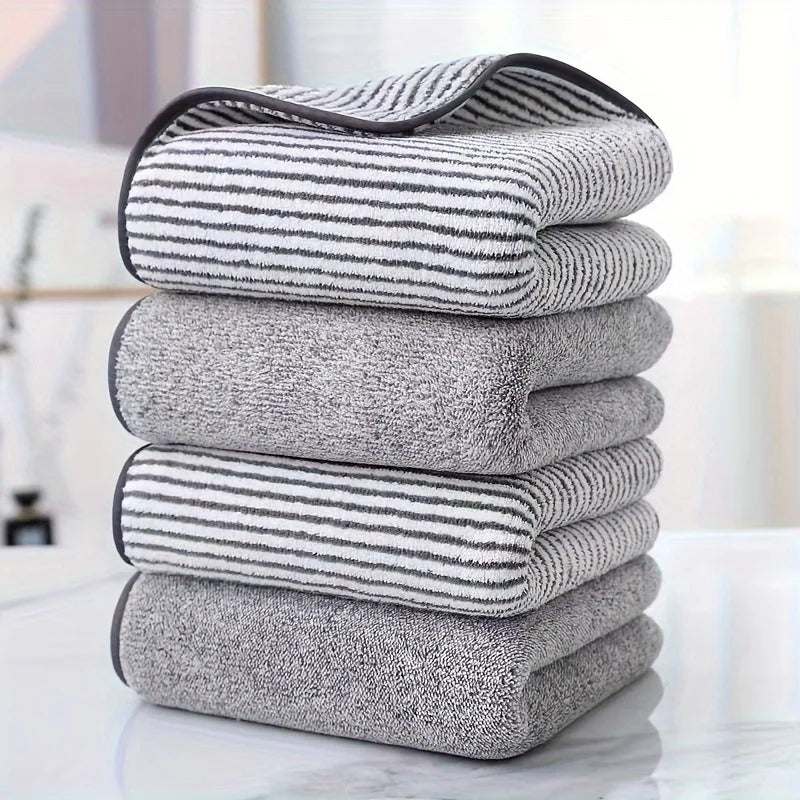 1 pcs Striped Bamboo Hand Towel Absorbent & Quick-drying Super Soft Skin-friendly Bathing Towel For Home Bathroom 35x75cm