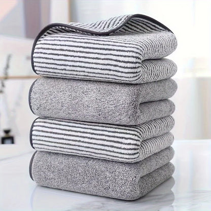 1 pcs Striped Bamboo Hand Towel Absorbent & Quick-drying Super Soft Skin-friendly Bathing Towel For Home Bathroom 35x75cm