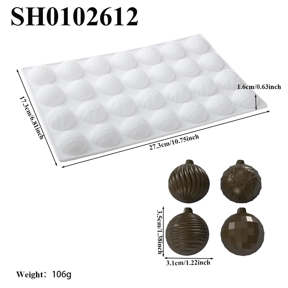28-Cell Christmas Lantern Decorative Ball Design Chocolate Mold Candy Tools Silicone Cake Mold Dessert Bakeware Kitchen Baking S