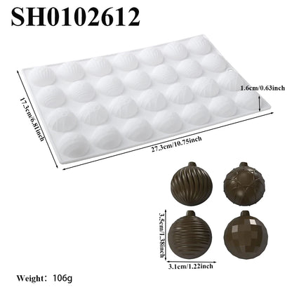 28-Cell Christmas Lantern Decorative Ball Design Chocolate Mold Candy Tools Silicone Cake Mold Dessert Bakeware Kitchen Baking S