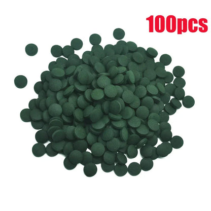 100-500Pcs High Purity Spirulina Tablets Spiral Seaweed Enrichment Favorite Pets Food Fish Crystal Red Shrimp Fish Food Aquarium