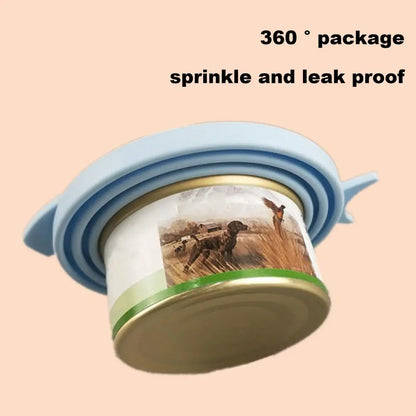 Silicone Pet Can Lid with Spoon Cat Can Cover Fresh-keeping for Dog Wet Food Storage Topper for 3/5 /5.1/5.5/13/13.2 Oz Cans