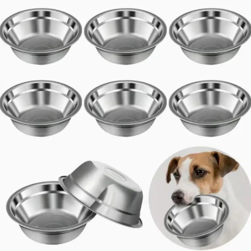 1/5PCS Pet Feeding Bowl Cat Food Bowl Dog Bowl Rabbit Bowl Pet Tray Stainless Steel Thick Soup Bowl Multi-Purpose Rice Bowl Tray