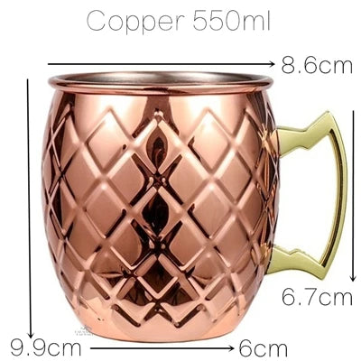 1PCS Cocktail Cup 550ml Hammered Copper Plated Moscow Mule Mug - Beer/Coffee Cup for Enhanced Flavor Experience Tazas Drinkware