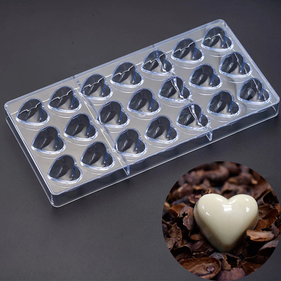 24 Styles Available Plastic Chocolate Mold Creative Rose Heart Diamond Cake Shape Kitchen Household Food Grade Candy Baking Mold