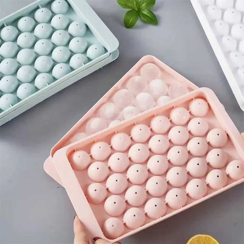 3D Round Ice Cube Tray With Lid Plastic Diamond Style Ice Mold Refrigerator Spherical DIY Moulds Ice Ball Maker Kitchen Tools
