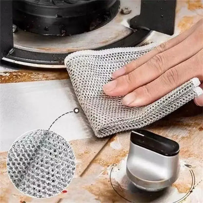 10 Pieces Of Steel Wire Dishwashing Cloth, Cleaning Cloth Mesh, Non Greasy Cloth, Kitchen Stove Cleaning Cloth