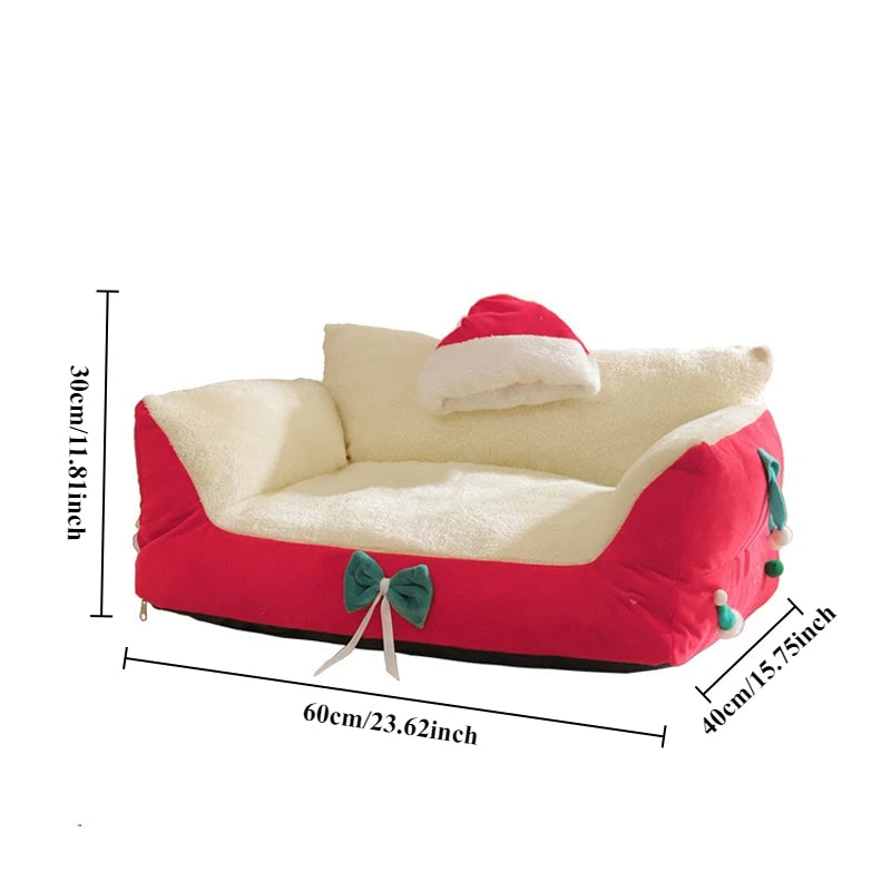2026 Newest Christmas Festive Cat Nest Plush Soft Washable Kennel Puppy Puppy Sofa Bed for Small Medium Animal Домик Для Кошки