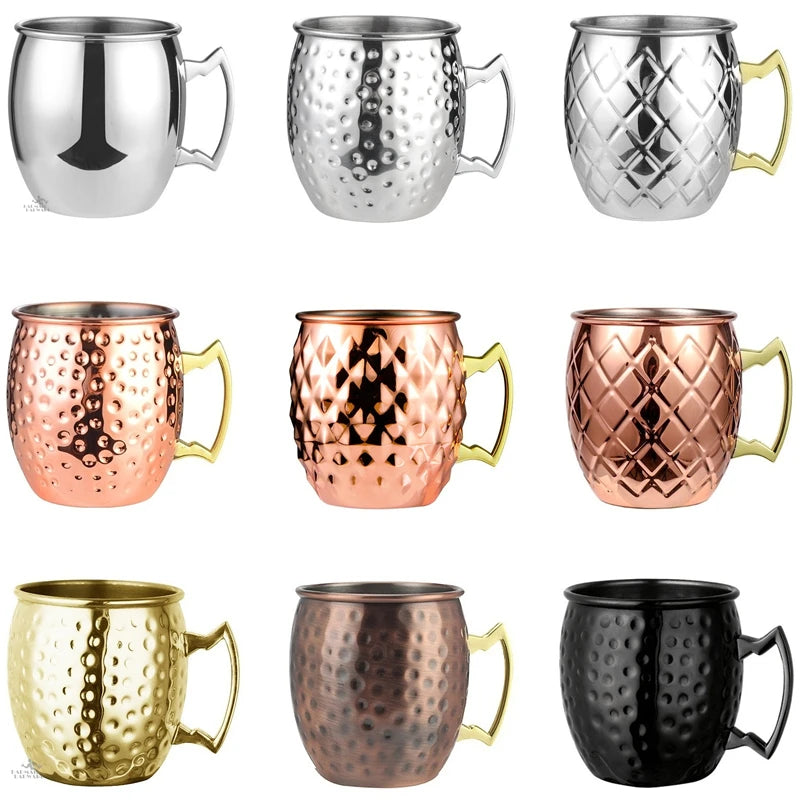1PCS Cocktail Cup 550ml Hammered Copper Plated Moscow Mule Mug - Beer/Coffee Cup for Enhanced Flavor Experience Tazas Drinkware