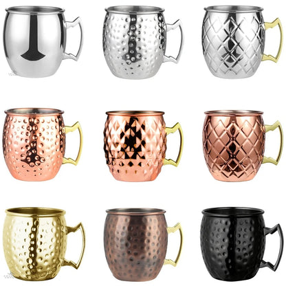 1PCS Cocktail Cup 550ml Hammered Copper Plated Moscow Mule Mug - Beer/Coffee Cup for Enhanced Flavor Experience Tazas Drinkware