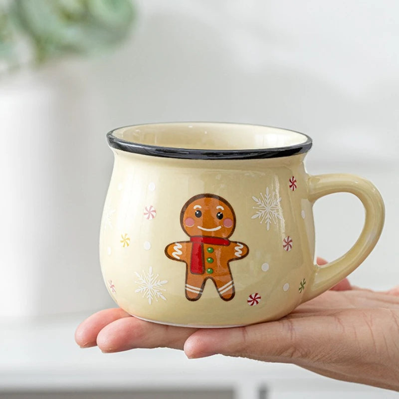 150ML Ceramic Christmas Mugs Cartoon Santa Style Cute Elk Snowman Mousse Cup for Office Home Breakfast Milk Mug Kids Xmas Gifts