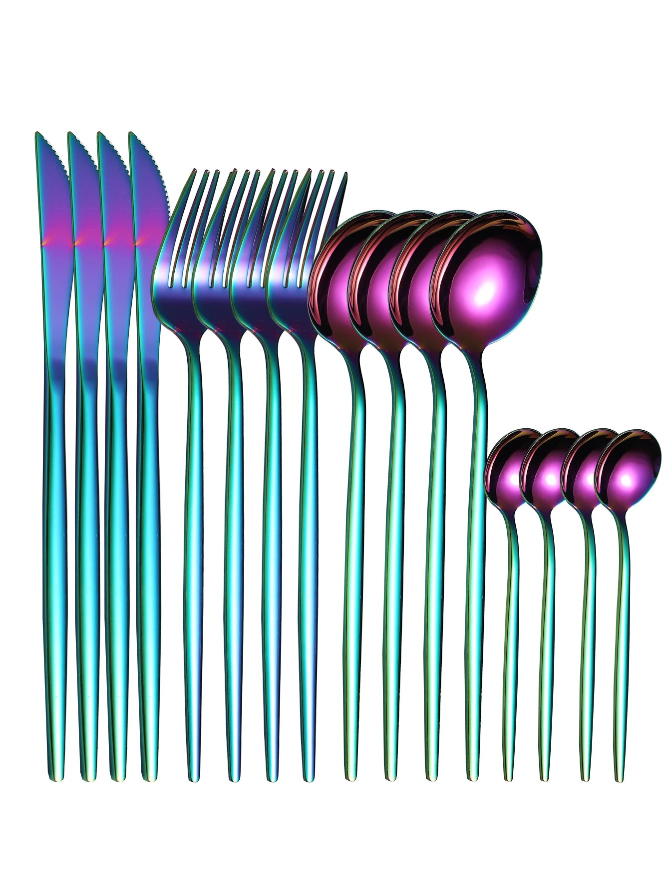 16PCS cutlery set stainless steel tableware knife and fork spoon teaspoon tableware package quality gold cutlery sets