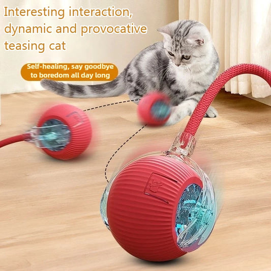Cat Interactive Ball Toy, Automatic Rolling Ball with Tail, Rechargeable  Pet Interactive Toy, 2PCS Intelligent Mouse for Cat