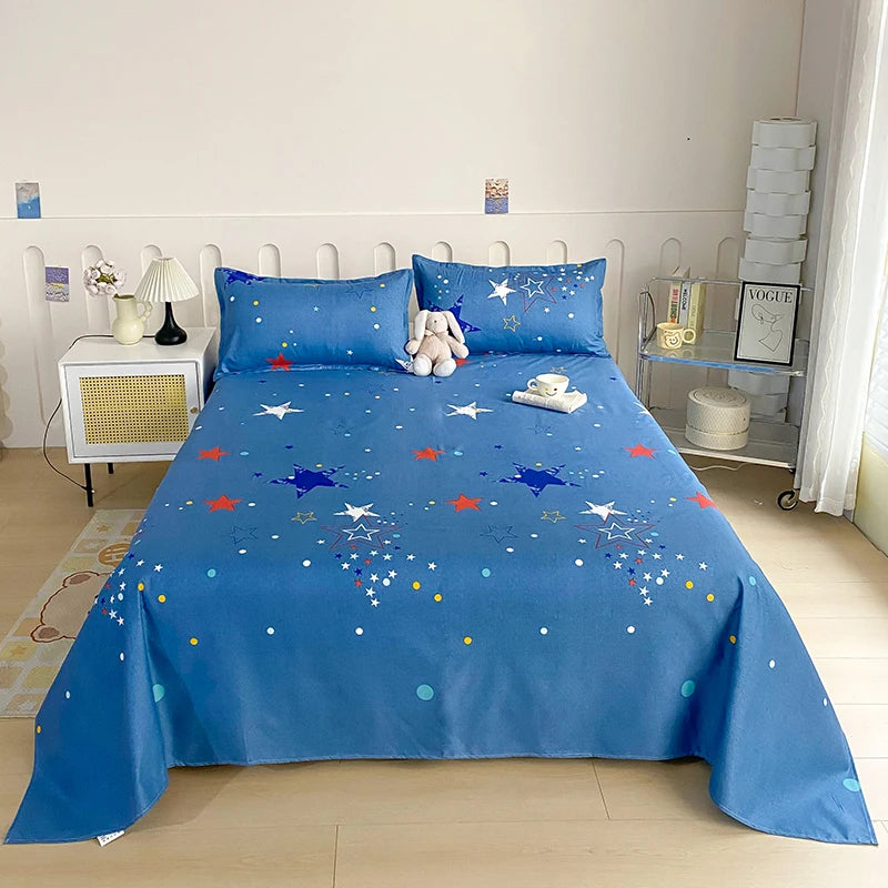 Red Flower Printed Flat Bed Sheets for Double Bed Single/Queen/King Reactive Printed Top Sheets for Beds sabanas cama 150x200