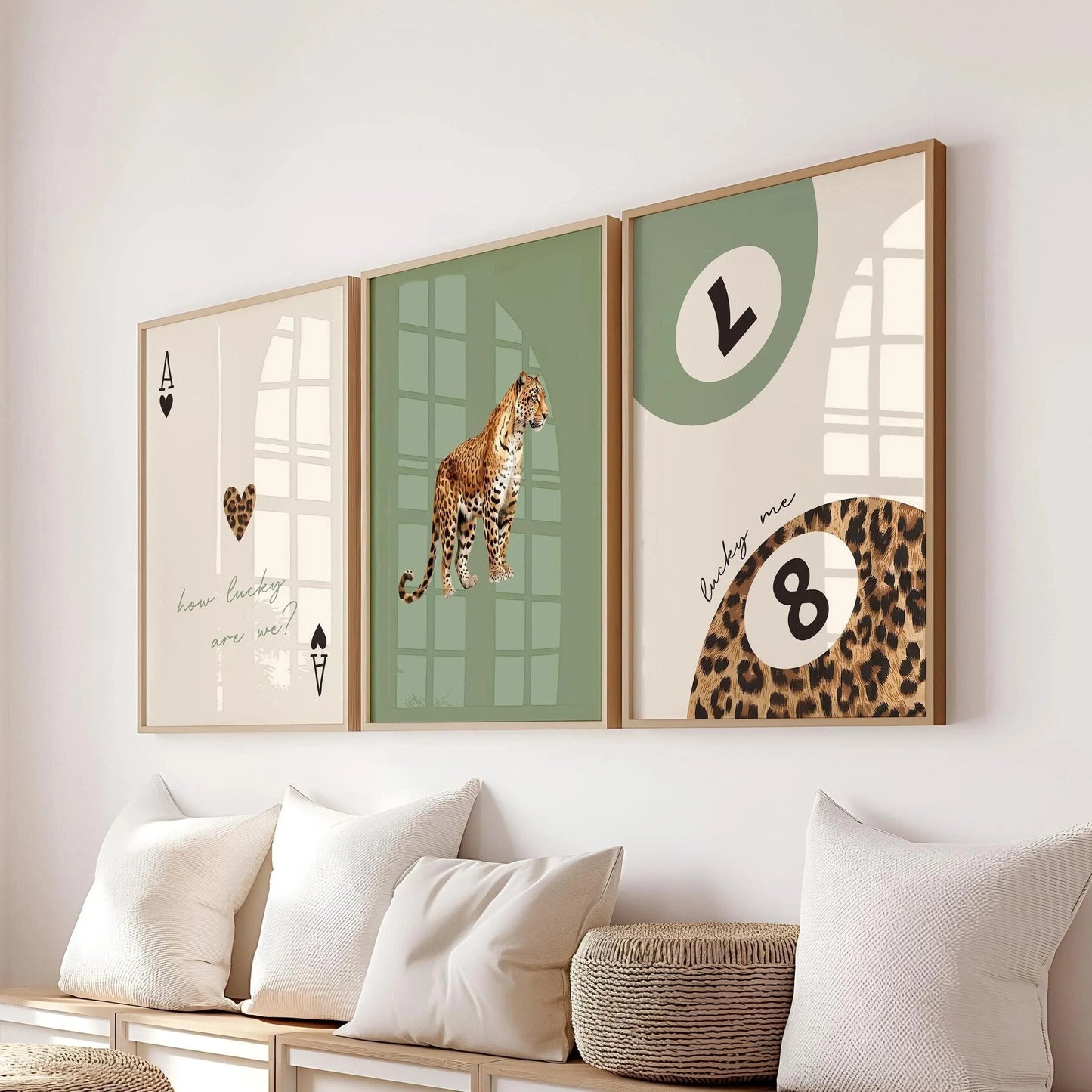 Pink Leopard Cheetah Animal Canvas How Lucky Are We Lucky 8 Ball Cheetah Posters for Modern Living Room Bedroom Home Decor