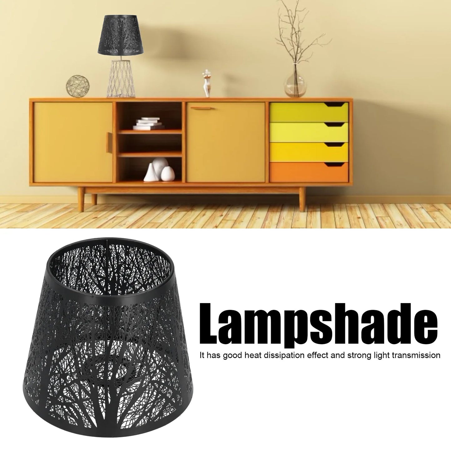 Wrought Iron Lampshade Carved Forest Tree Shaped E27 Mini Lamp Shade for Table Lamp Bedroom Bedside Decor