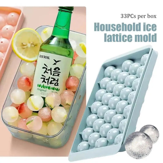 3D Round Ice Cube Tray With Lid Plastic Diamond Style Ice Mold Refrigerator Spherical DIY Moulds Ice Ball Maker Kitchen Tools