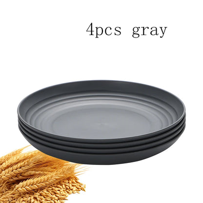 4/16pcs Plastic plates (9 inches in diameter) are reusable and suitable for home kitchens for snacks, snacks, desserts