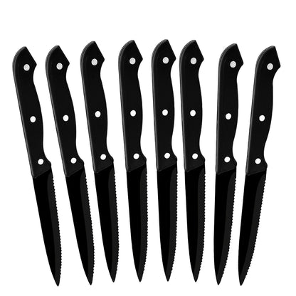 Steak Knives Set Cutlery Set 6/8 Pcs Full Tang Stainless Steel Sharp Serrated Dinner Knives Set Dishwasher Safe for Meat Bread