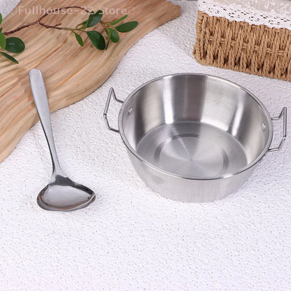 Stainless Steel Seafood Rice Pot Home Cooking Paella Pan Picnic Snack Plates Cookware Saucepan Dry Pots Handle For Kitchen