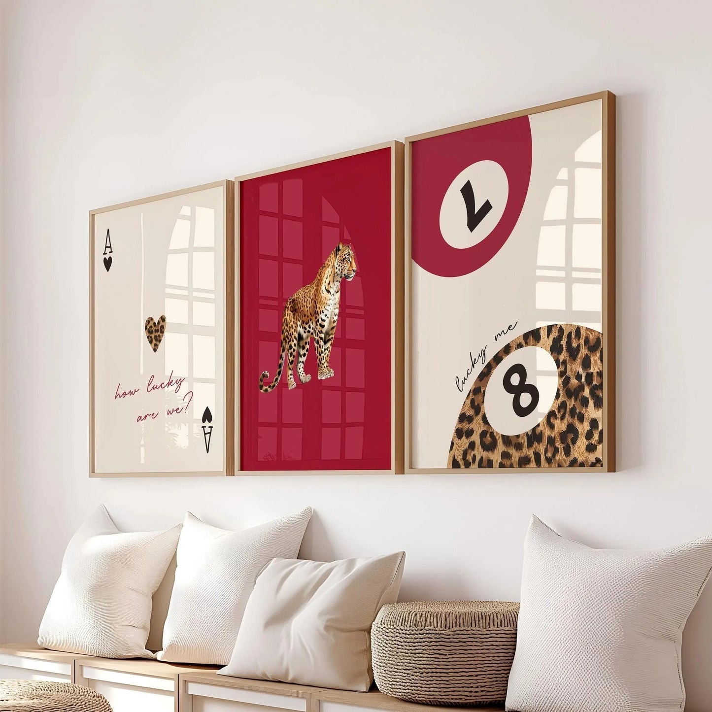 Pink Leopard Cheetah Animal Canvas How Lucky Are We Lucky 8 Ball Cheetah Posters for Modern Living Room Bedroom Home Decor
