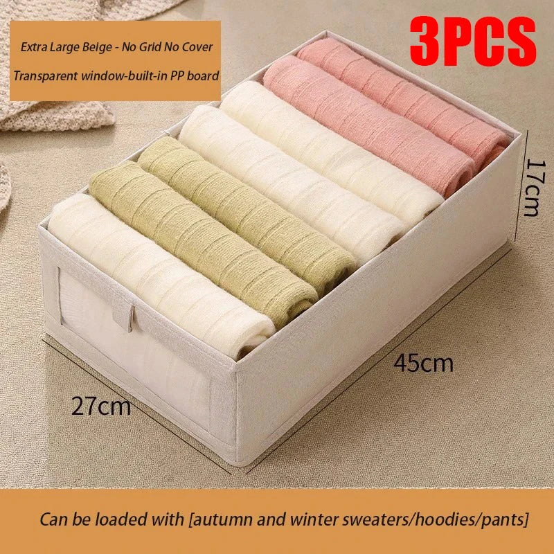 1-3Pcs Pants Storage Box Clothes Organizers of Cabinets and Drawers Fabric Foldable Boxes for Bedroom Wardrobe Organization Home