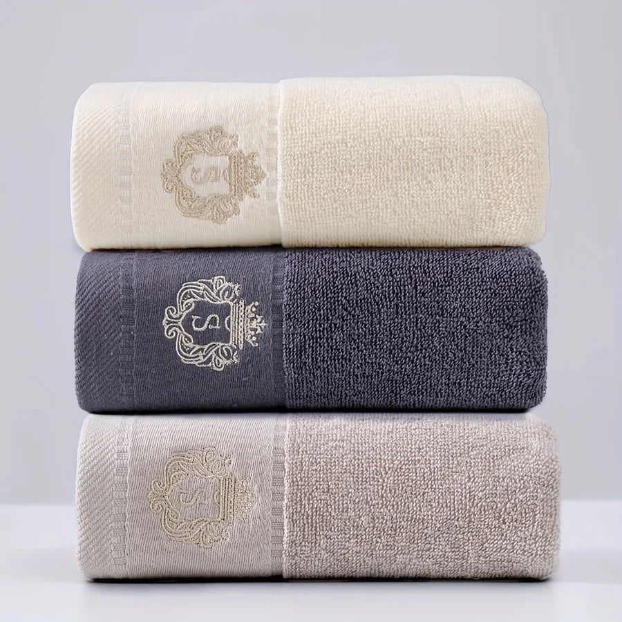 3pcs Set Cotton Towels 35x75cm 70x140cm Embroidered Bathroom Geometric Big Bath Hand Face Shower Towels Cover 수건 세트 Toallas