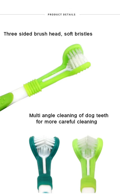 3-Sided Pet Toothbrush for Dogs and Cats – Deep Cleaning Dental Care